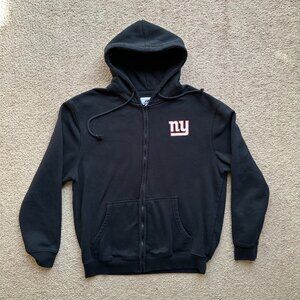 New York Giants Sweatshirt Mens Large Full Zip Black Majestic Hoodie Pockets